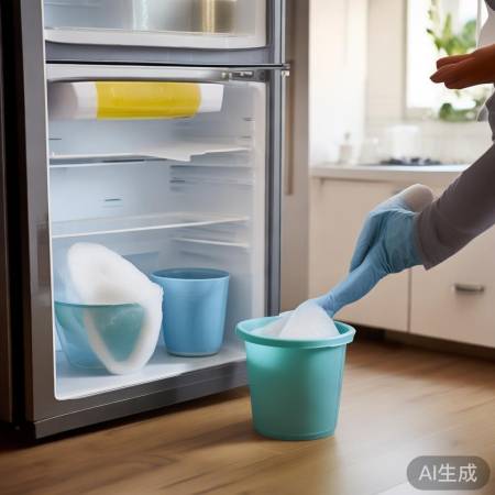 冰箱除霜后，清洁卫生。