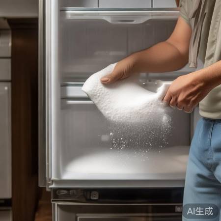 小苏打清洁冰箱，除渍除味。