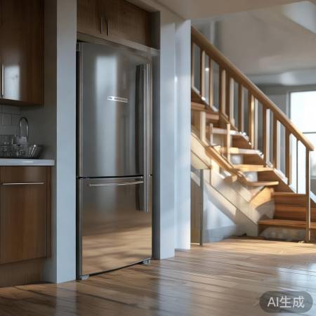 楼梯下冰箱，节省空间巧利用