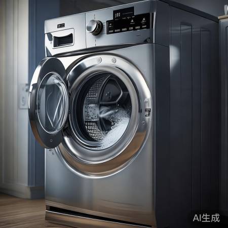 洗衣机洗涤，自动停机。