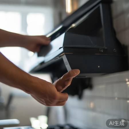 “检查电机，闭合油烟机后盖”
