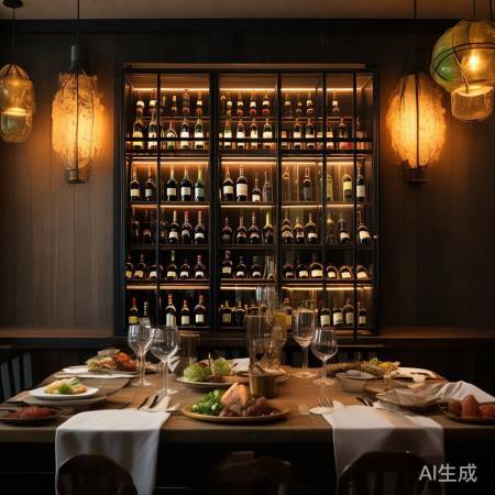 餐厅灯红酒柜搭配，打造温馨用餐