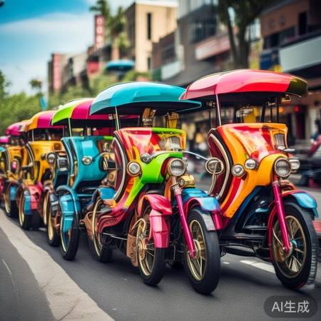 中国创意三轮车，美街头风景