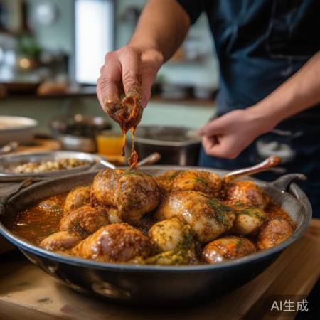 鸡爪裹调料，腌制至少2小时。