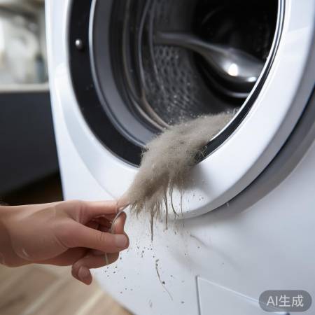 洗衣机排水泵堵塞，用牙签清理消