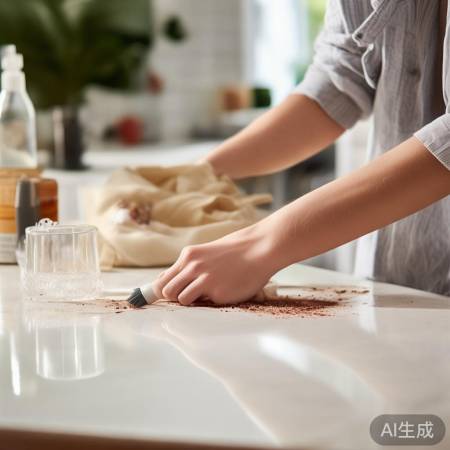 温水洗洁精泡渍，刷子轻刷去顽渍