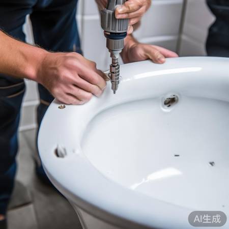 马桶底钻孔，深度适中