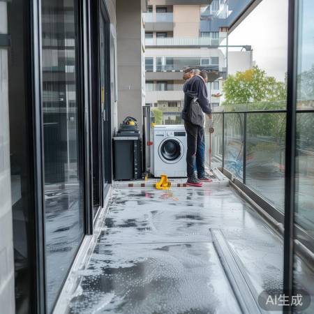 洗衣机安装前，检查阳台地面平整