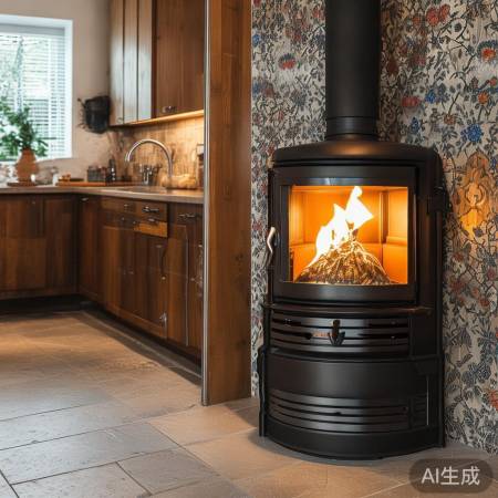 厨房时尚，集成柴火灶搭配装修。