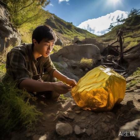 荒山金矿，小明偶然拾金