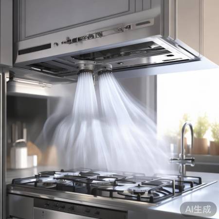 强排式热水器，排风机强制排废。