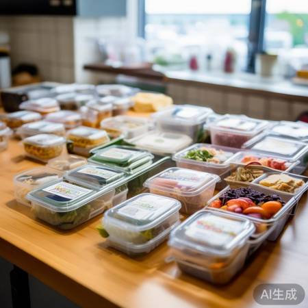 保鲜盒贴标签，24小时内食完。