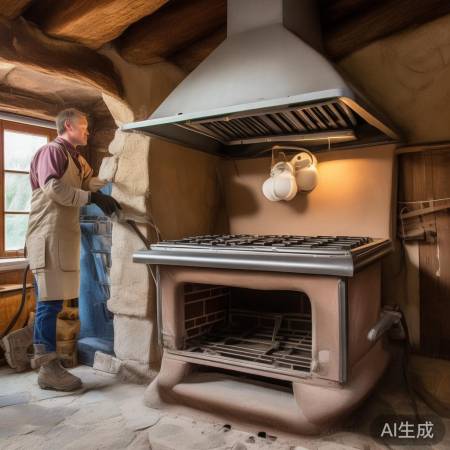 安装油烟机，连接排风管，测试效