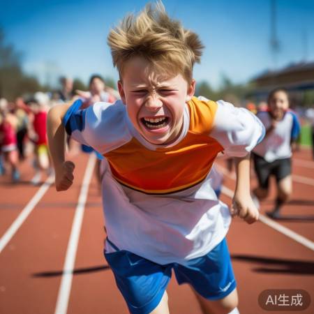 “小男孩短跑比赛中骨折”