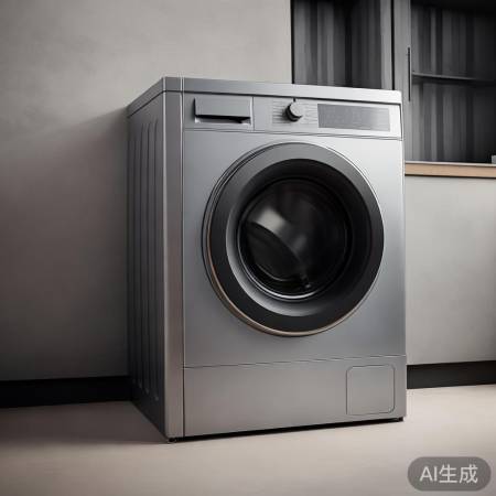 简约银黑洗衣机，现代家居配佳品