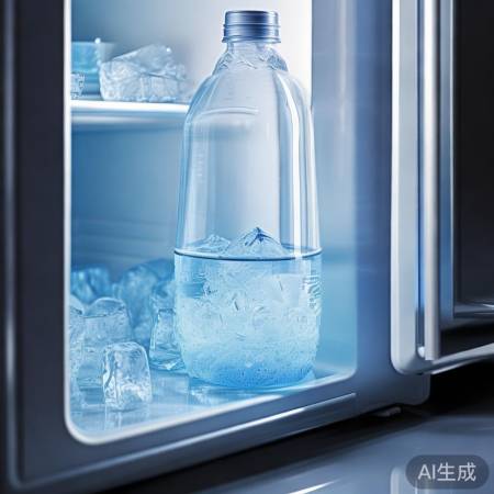 冰箱里水结冰，体积膨胀变多