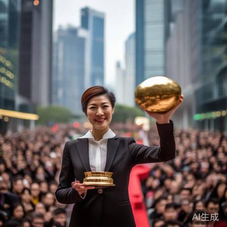资深员工陈燕敲锣，香港交易所新