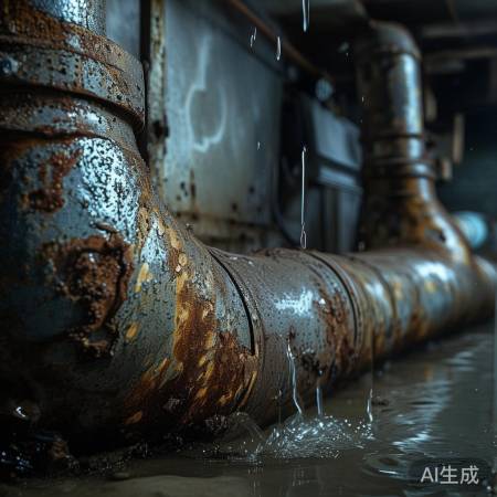 水管老化,易破裂漏水。