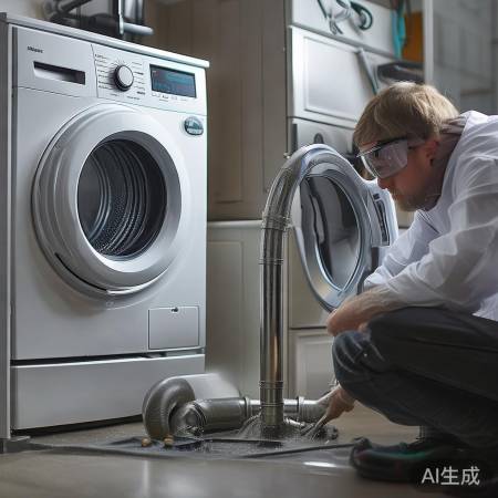 洗衣机安装完,排水测试确认。