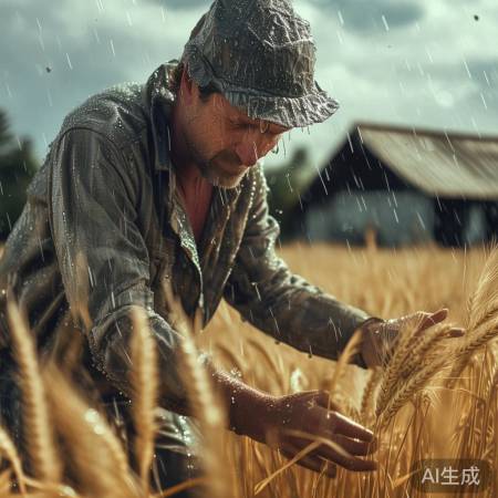 小麦雨后收获有耐心
