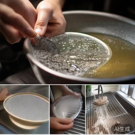 清洗过滤网,温水轻搓净晾干