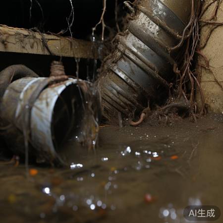 排水阀堵塞,杂物阻水溢小孔