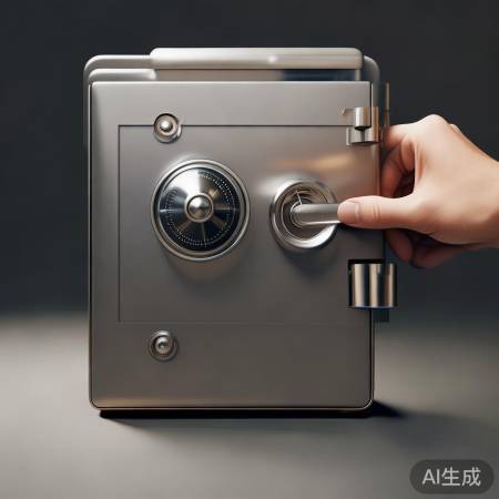 旋钮式保险柜，钥匙或密码解锁。