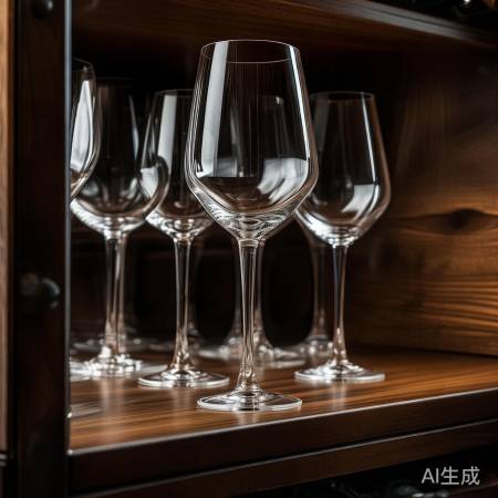 酒杯高度与酒柜匹配，底不触柜保