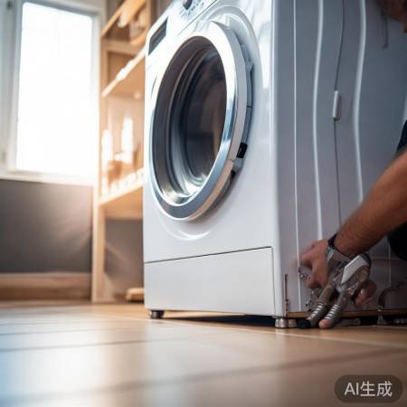 安装洗衣机，固定地面防晃动。