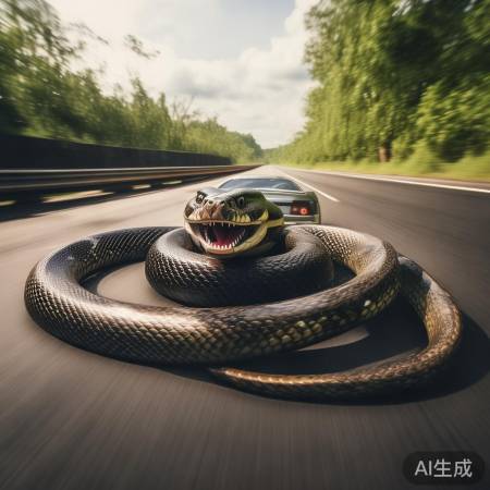 高速遇2米眼镜蛇，车主惊慌