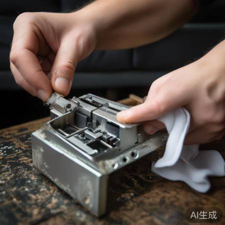 拆防盗门开关，清理内部灰尘。