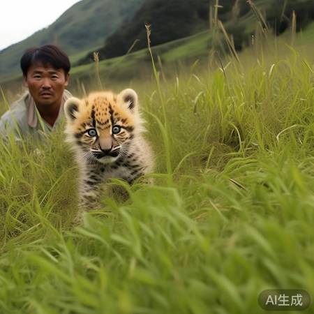 村民地里遇金钱豹幼崽