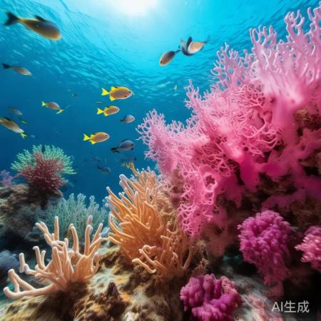 粉色海参点缀海洋