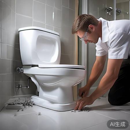马桶安装关键：水平对准孔位，固