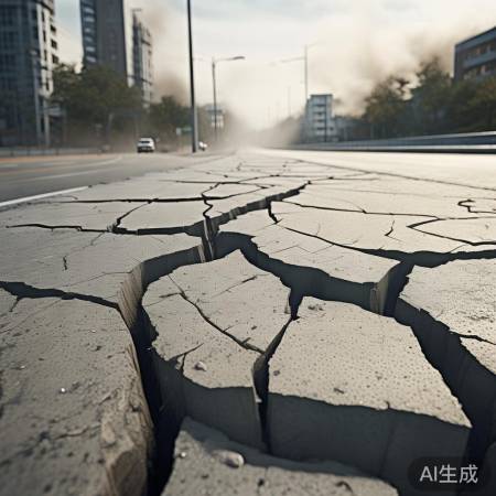 地震致道路变形裂痕