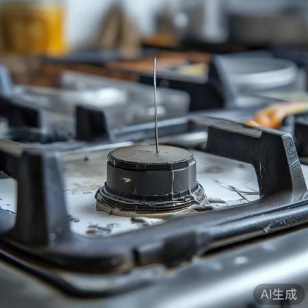 燃气灶喷嘴堵塞,用细铁丝疏通