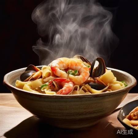 “海鲜意面，美味绝配！”