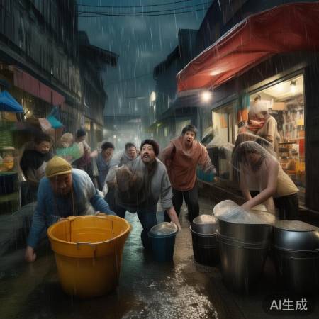 暴雨奇招，盆脸接雨商家围店