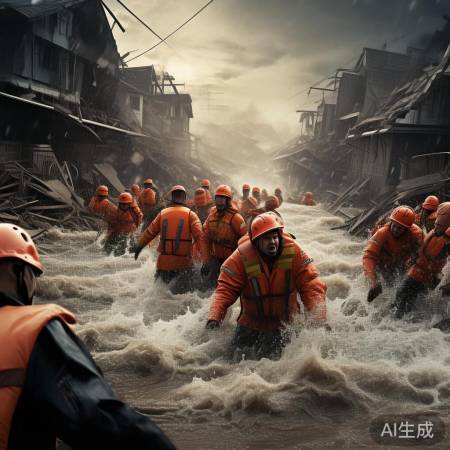 洪水肆虐,救援英勇