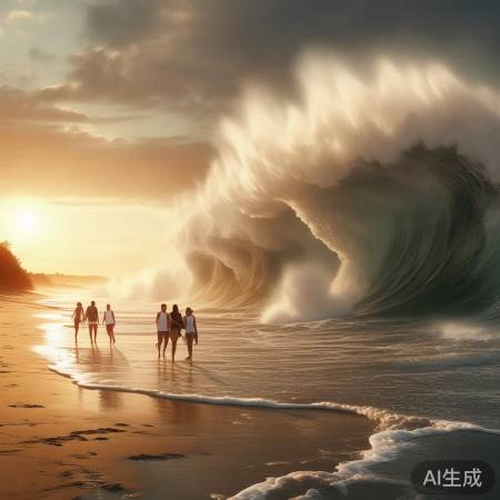 巨浪翻滚，海天一色