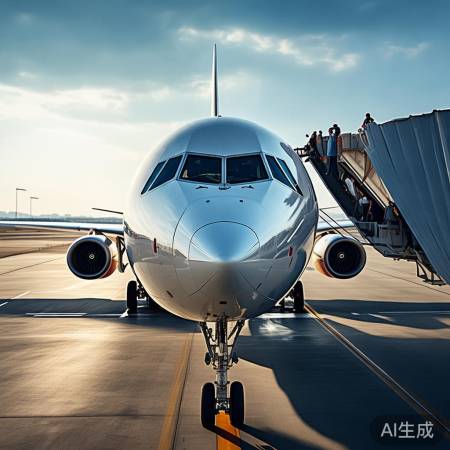 晴空万里，飞机待登机