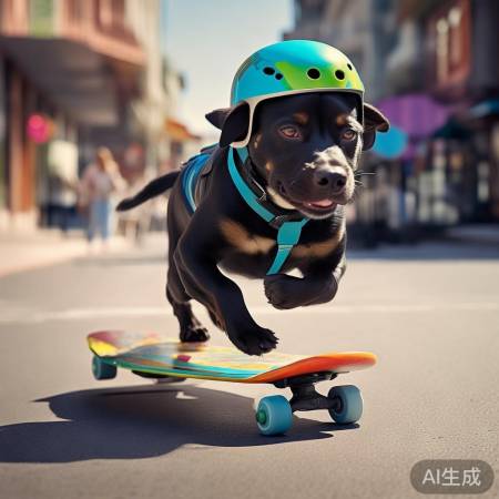 狗狗滑板新尝试,安全第一记心间