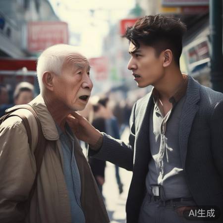 大爷病了，小伙关心询问。
