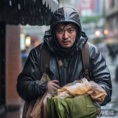 外卖小哥暴雨坚守岗位